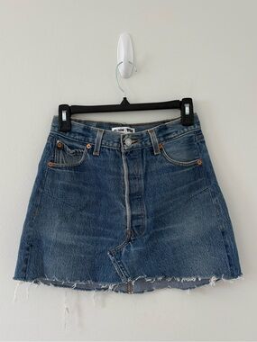 Re/Done Blue Denim Mini Skirt